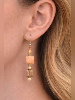 Elegant Brown and Gold Dangle Earrings